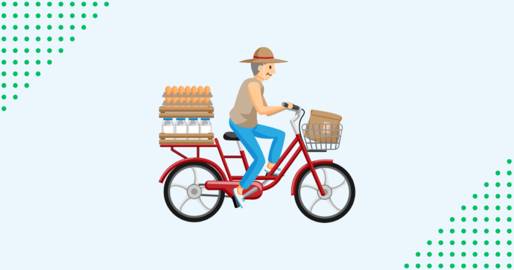 自転車で物を運ぶ人